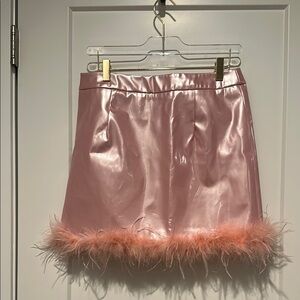 Pink Feather Trim Skirt